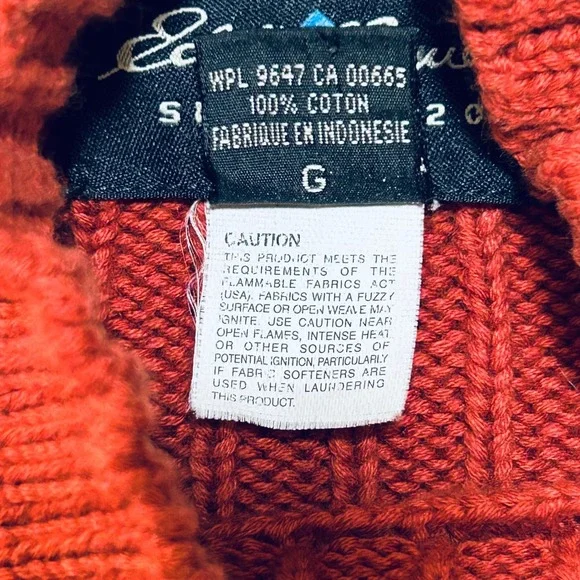 Eddie Bauer Men's‎ Cotton Sweater – Large Orange Ribbed Knit Fall Winter - Picture 4 of 9